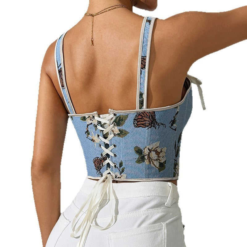 European American And French Style Floral Vintage Vest-billsdeals