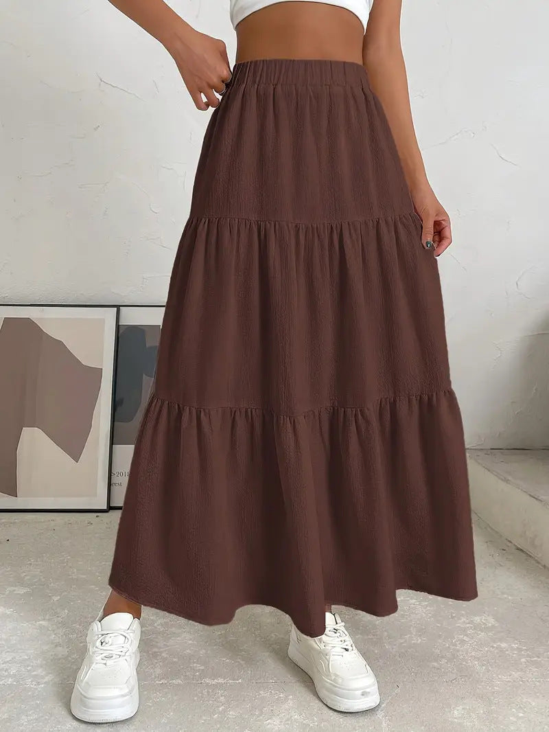European And American Style Women Summer Bohemian Pleated Layered Long