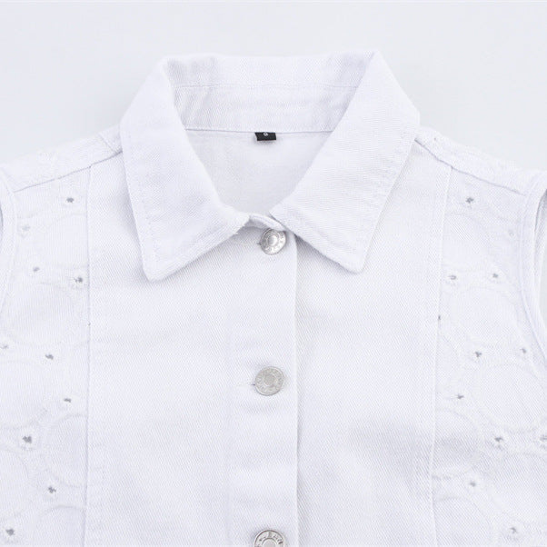 European And American Style Fashion Simple Hollow Embroidered Vest
